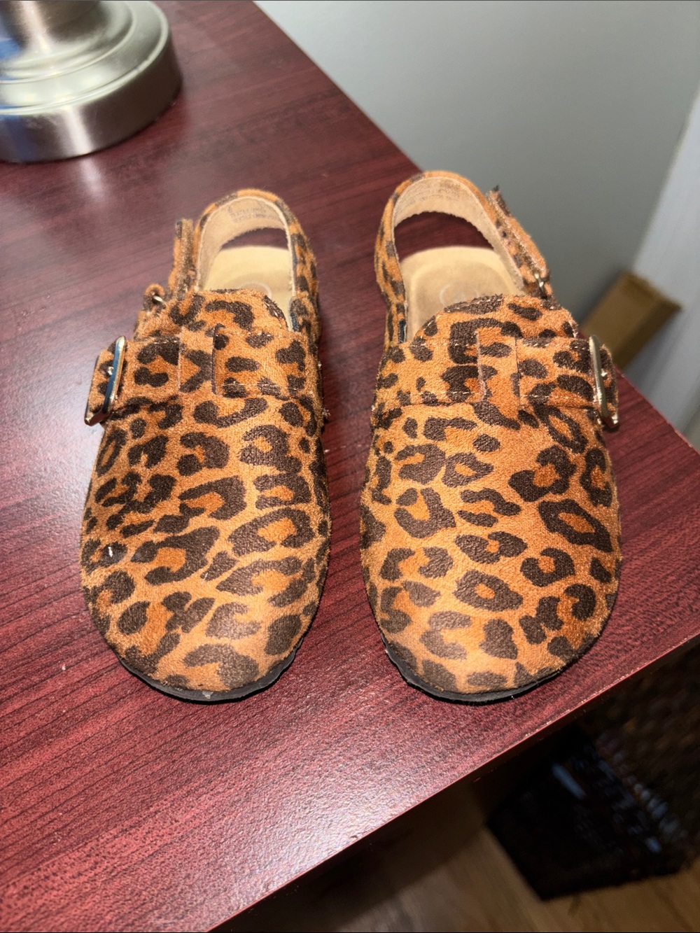 Kids Leopard Print Slip-On/ Clogs Shoes - Brown
